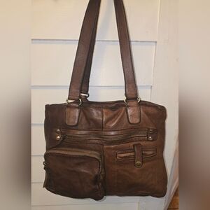 Martha Ponti Brown Leather Laptop Bag - Tote
